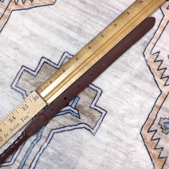 NWOT Talbots Dark Cognac Genuine Leather Braided Rope Ornate Silver Metal Buckle - Picture 5 of 8